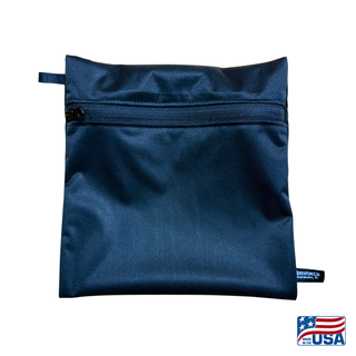 Eco-friendly, water-resistant pack bags keep messes contained and gear organized. Perfect for travel, wet swimsuits, toiletries, or hiking essentials, they make sustainable living simple and stylish. USA Made in Wisconsin with USA eco-friendly fabric.  Color Black. Size medium 9 inches wide by 9 inches tall.