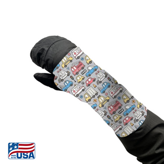 Snow Sleeves® Wrist Gaiters are a fun and functional wrist warmer that can be worn over or under jacket sleeves. Specifically designed thumb hole ensures flexible movement.  Stretchy enough to be worn by kids and adults. Soft and easy to wash fabric. Stay warmer, Play longer! Snow Sleeves®  Wrist Gaiters and warmers invented and made in the USA by AdventureUs in Washburn Wisconsin.