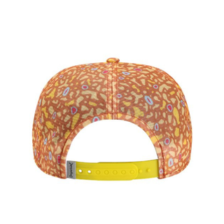 Trout Skin sublimated printed unstructured breathable ripstop brimmed hat with decorate contrasting rope accent and silver embroidered Lake Superior patch by AdventureUs in Wisconsin back view with snapback closure.