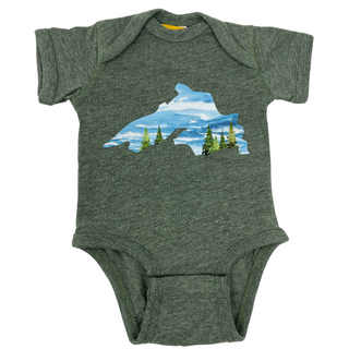 Our Lake Superior Baby Onesie is a delightful way to share your love of this majestic lake with your little explorer. Ideal for gifting or outfitting your own tiny adventurer, this onesie is a must-have. Three-snap closure  Conscious Manufacturing: This product was made in a facility that is WRAP certified