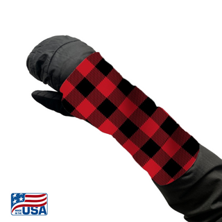 Snow Sleeves® Wrist Gaiters are a fun and functional wrist warmer that can be worn over or under jacket sleeves. These comfortable, unique wrist covers protect the gap between glove and jacket sleeves to keep the snow and cold out, so that you can focus on enjoying the outdoors. Snow Sleeves®  Wrist Gaiters and warmers invented and made in the USA by AdventureUs in Washburn Wisconsin.