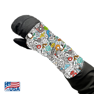 Snow Sleeves® Wrist Gaiters are a fun and functional wrist warmer that can be worn over or under jacket sleeves. These comfortable, unique wrist covers protect the gap between glove and jacket sleeves to keep the snow and cold out, so that you can focus on enjoying the outdoors. Snow Sleeves®  Wrist Gaiters and warmers invented and made in the USA by AdventureUs in Washburn Wisconsin.