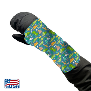 Snow Sleeves® Wrist Gaiters are a fun and functional wrist warmer that can be worn over or under jacket sleeves. These comfortable, unique wrist covers protect the gap between glove and jacket sleeves to keep the snow and cold out, so that you can focus on enjoying the outdoors. Snow Sleeves®  Wrist Gaiters and warmers invented and made in the USA by AdventureUs in Washburn Wisconsin.