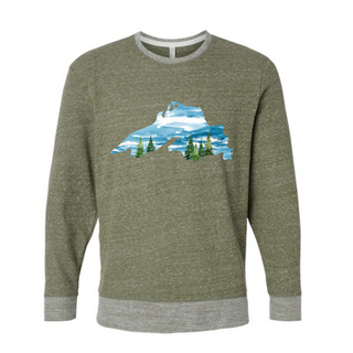 Socially-conscious made sweatshirt with Lake Superior inspired art designed and printed by AdventureUs in Washburn Wisconsin.