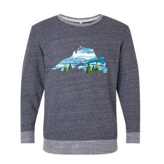 Socially-conscious made sweatshirt with Lake Superior inspired art designed and printed by AdventureUs in Washburn Wisconsin.