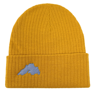 This beanie will keep you warm while showing off your love for the big lake.
Super stretchy
Narrow rib knit
One size fits most
Embroidered in our Washburn, Wisconsin sewing studio

Materials: 50% recycled polyester/50% acrylic