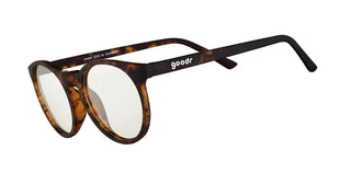 Smaller Frame Tortoiseshell blue light glasses with round frame shape. Blue light protection to avoid eye strain while you're doomscrolling the high scores.