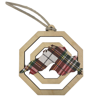 Each piece showcases unique patterns making it a one-of-a-kind addition to your holiday decor. Hang it on your tree or display it in your home to celebrate the season with a touch of nature’s artistry. Perfect as a gift or a cherished keepsake, this ornament captures the spirit of the holidays and the timeless beauty of Lake Superior.

Laser cut birch wood, measures about 3.75 in wide x 4 in tall, is strung with white leather string and packaged in a cellophane bag with backing card.&nbsp;