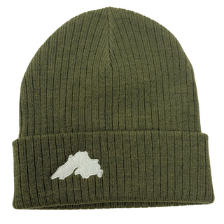 This beanie will keep you warm while showing off your love for the big lake.
Super stretchy
Narrow rib knit
One size fits most
Embroidered in our Washburn, Wisconsin sewing studio

Materials: 50% recycled polyester/50% acrylic