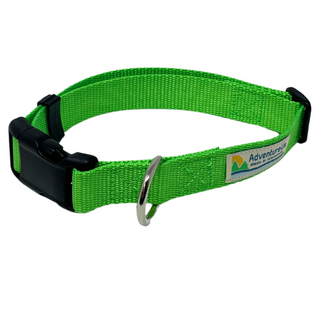 Small collar adjustable 11-17" made with 3/4" webbing Large collar adjustable 17-25" made with 1" webbing Can be used with Dogs or Cats Heavy Duty Webbing &amp; Hardware  USA MADE in Washburn, WI