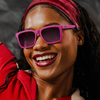 Great sunglasses for kids (~7 years &amp; up) and adults.

POLARIZED: Glare reducing, polarized lenses with UV400 protection against UVA/UVB rays
NO Slip: Special grip coating eliminates slippage while sweating
NO Bounce: Snug and lightweight frame with a comfortable fit to prevent bouncing during high-impact sports
Goodr is also a Member of 1% for the Planet