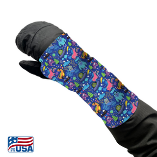 Snow Sleeves® Wrist Gaiters are a fun and functional wrist warmer that can be worn over or under jacket sleeves. These comfortable, unique wrist covers protect the gap between glove and jacket sleeves to keep the snow and cold out, so that you can focus on enjoying the outdoors. Snow Sleeves®  Wrist Gaiters and warmers invented and made in the USA by AdventureUs in Washburn Wisconsin.