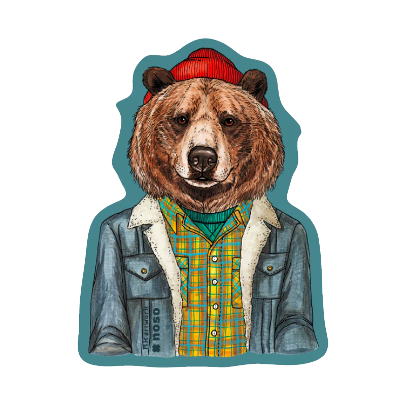 MR GRIZZLY BEAR by Rachel Kozlowski- Stick On NOSO Patch – AdventureUs