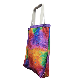 Shop in style with this classy 100% Cotton Tote Bags. Great for heading to the library, yoga, shopping, or to keep your projects contained.  Size: 16" wide x 17" long x 4" gusseted bottom Materials: 100% cotton with cotton liner and webbing. USA Made in Washburn, Wisconsin 