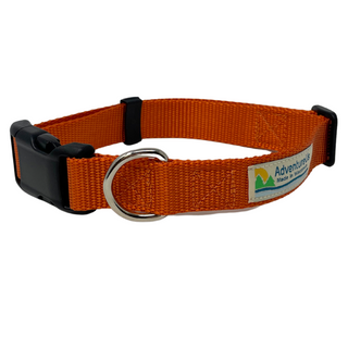 Small collar adjustable 11-17" made with 3/4" webbing Large collar adjustable 17-25" made with 1" webbing Can be used with Dogs or Cats Heavy Duty Webbing &amp; Hardware  USA MADE in Washburn, WI