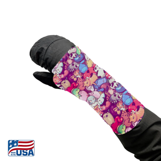 Snow Sleeves® Wrist Gaiters are a fun and functional wrist warmer that can be worn over or under jacket sleeves. Specifically designed thumb hole ensures flexible movement.  Stretchy enough to be worn by kids and adults. Soft and easy to wash fabric. Stay warmer, Play longer! Snow Sleeves®  Wrist Gaiters and warmers invented and made in the USA by AdventureUs in Washburn Wisconsin.