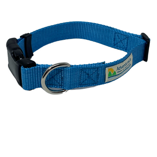 Small collar adjustable 11-17" made with 3/4" webbing Large collar adjustable 17-25" made with 1" webbing Can be used with Dogs or Cats Heavy Duty Webbing &amp; Hardware  USA MADE in Washburn, WI