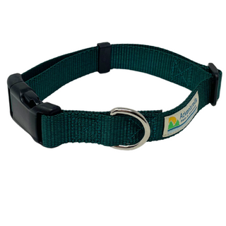 Small collar adjustable 11-17" made with 3/4" webbing Large collar adjustable 17-25" made with 1" webbing Can be used with Dogs or Cats Heavy Duty Webbing &amp; Hardware  USA MADE in Washburn, WI