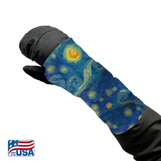 Snow Sleeves® Wrist Gaiters are a fun and functional wrist warmer that can be worn over or under jacket sleeves. These comfortable, unique wrist covers protect the gap between glove and jacket sleeves to keep the snow and cold out, so that you can focus on enjoying the outdoors. Snow Sleeves®  Wrist Gaiters and warmers invented and made in the USA by AdventureUs in Washburn Wisconsin.