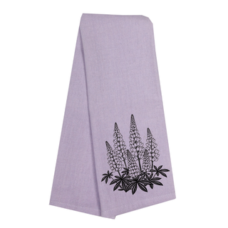 Lupines Tea Towel - Lavender Purple Kitchen Towel - hand towel with original AdventureUs artwork