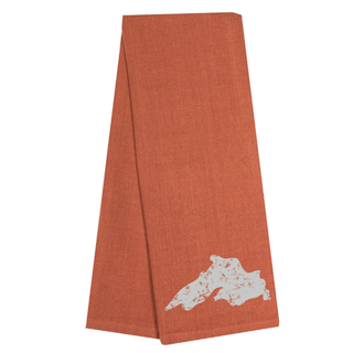 Lake Superior Vintage Print Tea Towel - Terra Cotta Kitchen Towel