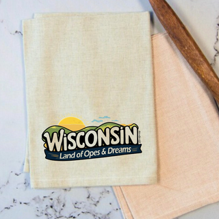 One 28" x 20" towel
design with Wisconsin Land of Opes and Dreams
Proudly designed and printed in Washburn, WI, USA