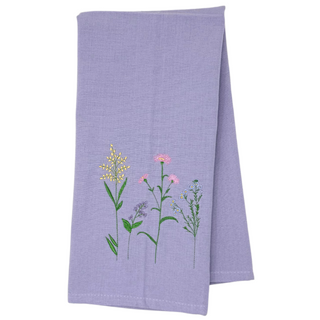 One 28" x 20" towel
5" x 5" design of colorful flowers
Embroidered in Washburn, WI, USA