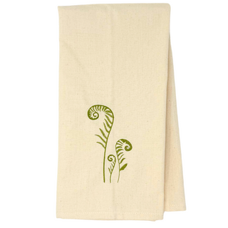 One 28" x 20" towel
5" x 5" design of fiddlehead ferns
Embroidered in Washburn, WI, USA