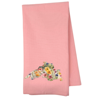 One 28" x 20"  colored tea towel with design flowers in lake superior 
Proudly designed and printed in Washburn, WI, USA