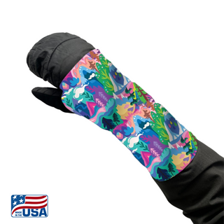 Snow Sleeves® Wrist Gaiters are a fun and functional wrist warmer that can be worn over or under jacket sleeves. These comfortable, unique wrist covers protect the gap between glove and jacket sleeves to keep the snow and cold out, so that you can focus on enjoying the outdoors. Snow Sleeves®  Wrist Gaiters and warmers invented and made in the USA by AdventureUs in Washburn Wisconsin.