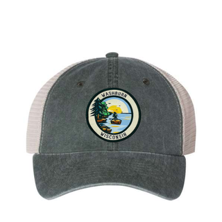 Washburn Washed Green with Cream Mesh Unstructured Baseball Hat