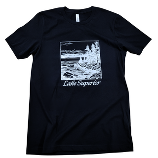 Woodcut Shoreline Lake Superior T-shirt