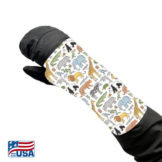 Snow Sleeves® Wrist Gaiters are a fun and functional wrist warmer that can be worn over or under jacket sleeves. These comfortable, unique wrist covers protect the gap between glove and jacket sleeves to keep the snow and cold out, so that you can focus on enjoying the outdoors. Snow Sleeves®  Wrist Gaiters and warmers invented and made in the USA by AdventureUs in Washburn Wisconsin.