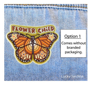 Flower Child Monarch Butterfly, Hippie Embroidered Patch: Yes (Include Retail Packaging)