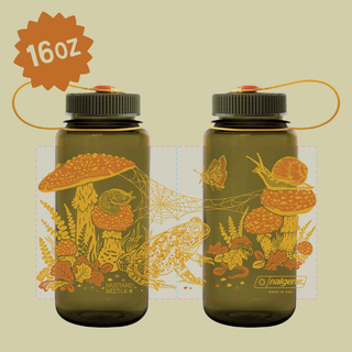 16oz Toad & Mushrooms, Wide Mouth Nalgene Water Bottle
