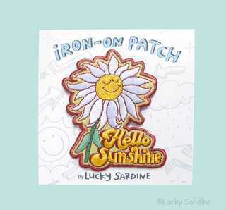 Hello Sunshine Daisy Flower, Retro Embroidered Iron-On Patch: No (Loose Patches)
