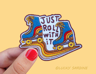 Roller Skate, Retro Roll With It, Embroidered Iron-On Patch: No (Loose Patches)