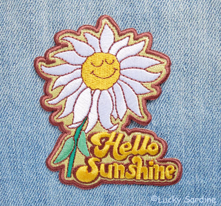 Hello Sunshine Daisy Flower, Retro Embroidered Iron-On Patch: No (Loose Patches)