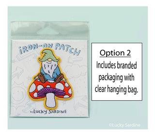 Gnome & Mushroom, Toadstool Garden Embroidered Iron-On Patch: No (Loose Patches)