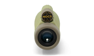 Green and beige nocs monocular with 'Nocs' branding on a white background