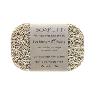 This eco-friendly, USA Made soap lift gives your soap an attractive look while adding longevity.  Helps your bar of soap last longer and not stick to the soap dish or shower shelf.