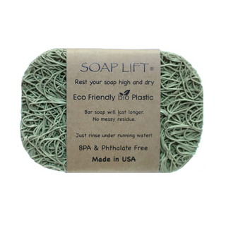 This eco-friendly, USA Made soap lift gives your soap an attractive look while adding longevity.  Helps your bar of soap last longer and not stick to the soap dish or shower shelf.