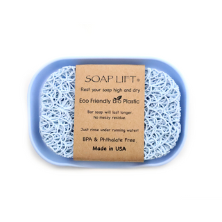 This eco-friendly, USA Made soap lift gives your soap an attractive look while adding longevity.  Helps your bar of soap last longer and not stick to the soap dish or shower shelf