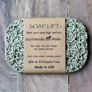 This eco-friendly, USA Made soap lift gives your soap an attractive look while adding longevity.  Helps your bar of soap last longer and not stick to the soap dish or shower shelf