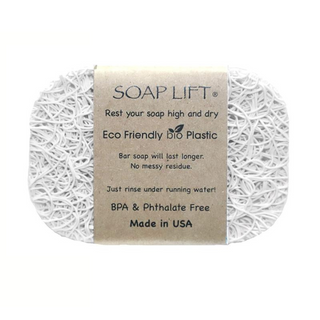 This eco-friendly, USA Made soap lift gives your soap an attractive look while adding longevity.  Helps your bar of soap last longer and not stick to the soap dish or shower shelf.